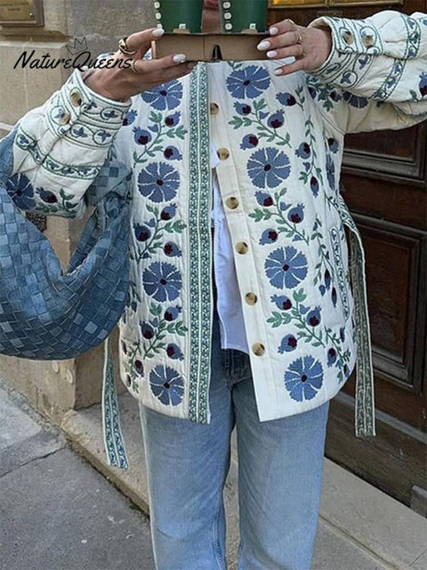 Printed Tie Waist Jacket