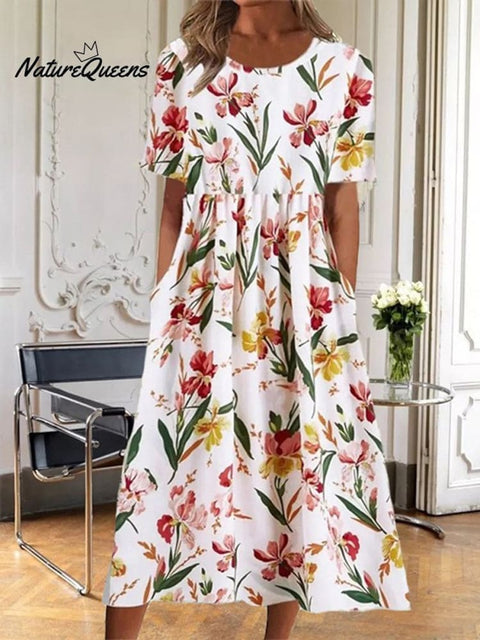Boho Floral Print Loose Flowy Long Dresses