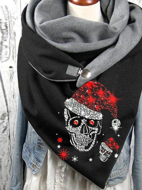 Christmas skull print casual scarf and shawl