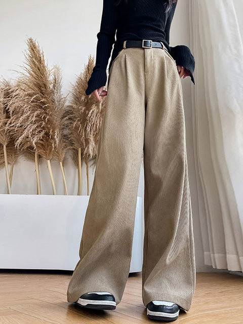 Women's Retro Stylish Casual High Waist Wide Leg Pants