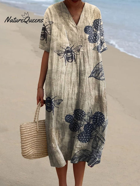 Women's Bee  Art Print  Casual Dress