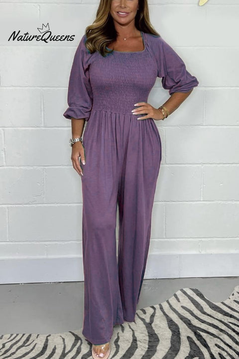Casual solid color jumpsuit