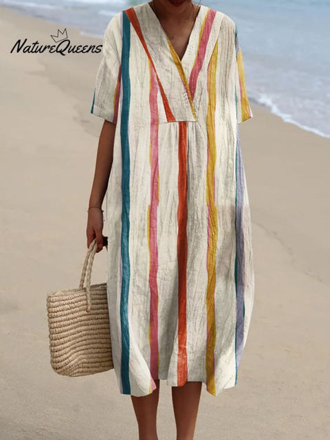 Women's Retro Minimalist  Abstract  Art Print Flowy Dress