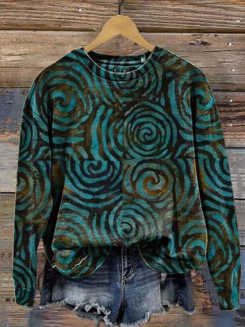 Retro Art Print Casual  Sweatshirt