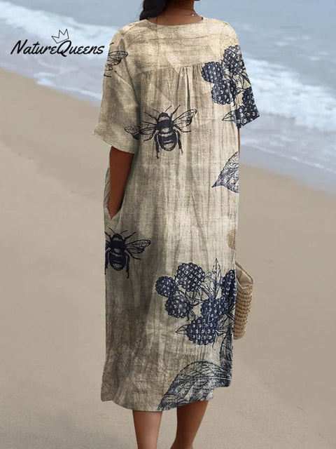 Women's Bee  Art Print  Casual Dress