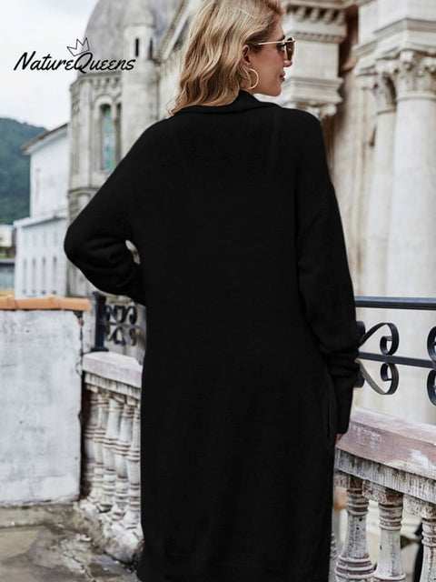 Women's Stylish Casual Fashionable Long Sleeve Solid Color Knitted Coat