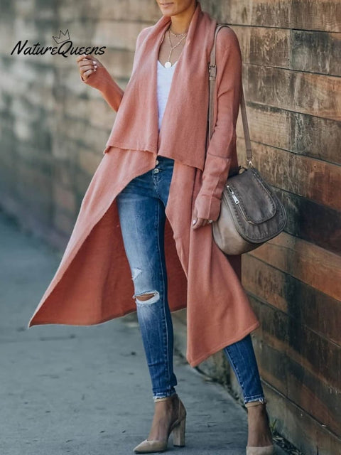 Women's Stylish Casual Fashionable Long Sleeve Solid Color Knitted Coat