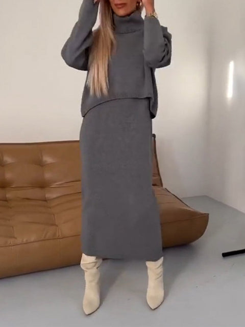 Women's Knitted Hip Skirt Two-piece Set