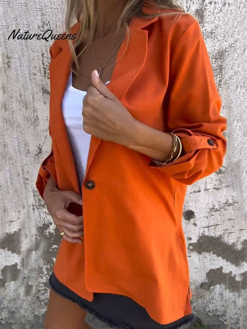 Women's Solid Color Cotton Linen Jacket Blazer
